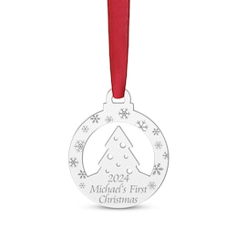 Engravable Snow Globe Ornament Sterling Silver
