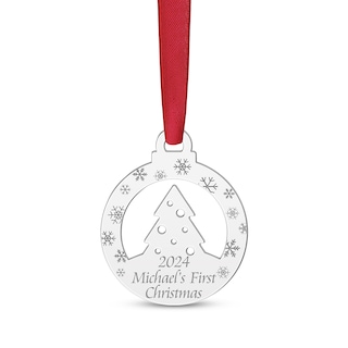 Engravable Snow Globe Ornament Sterling Silver
