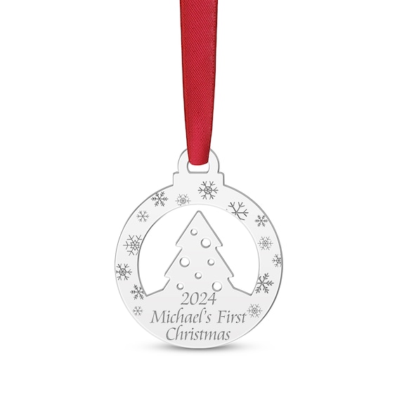 Engravable Snow Globe Ornament Sterling Silver