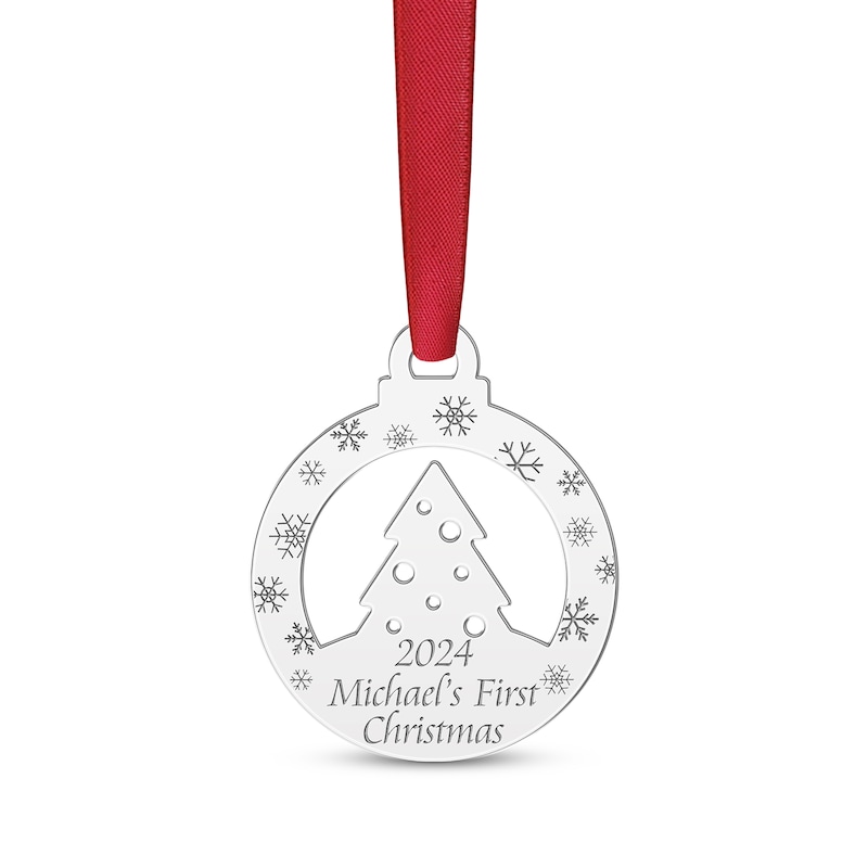 Main Image 1 of Engravable Snow Globe Ornament Sterling Silver