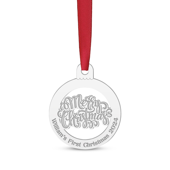Engravable Merry Christmas Ornament Sterling Silver