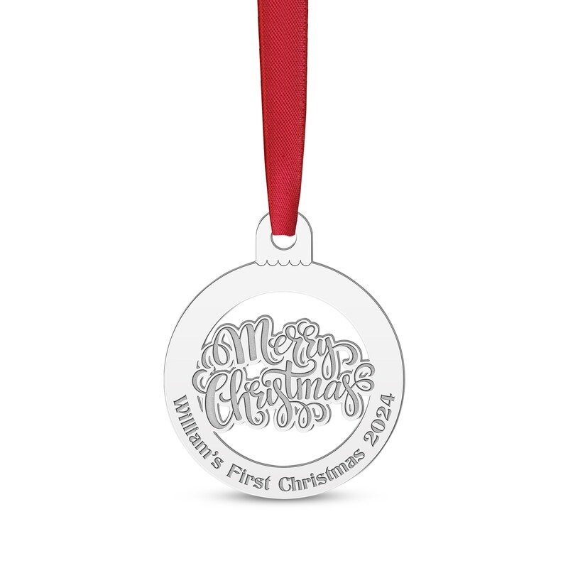 Main Image 1 of Engravable Merry Christmas Ornament Sterling Silver