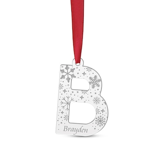 Engravable Snowflake Initial Ornament Sterling Silver