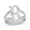 Thumbnail Image 1 of Brushed Starburst Letter Ring Sterling Silver Gold