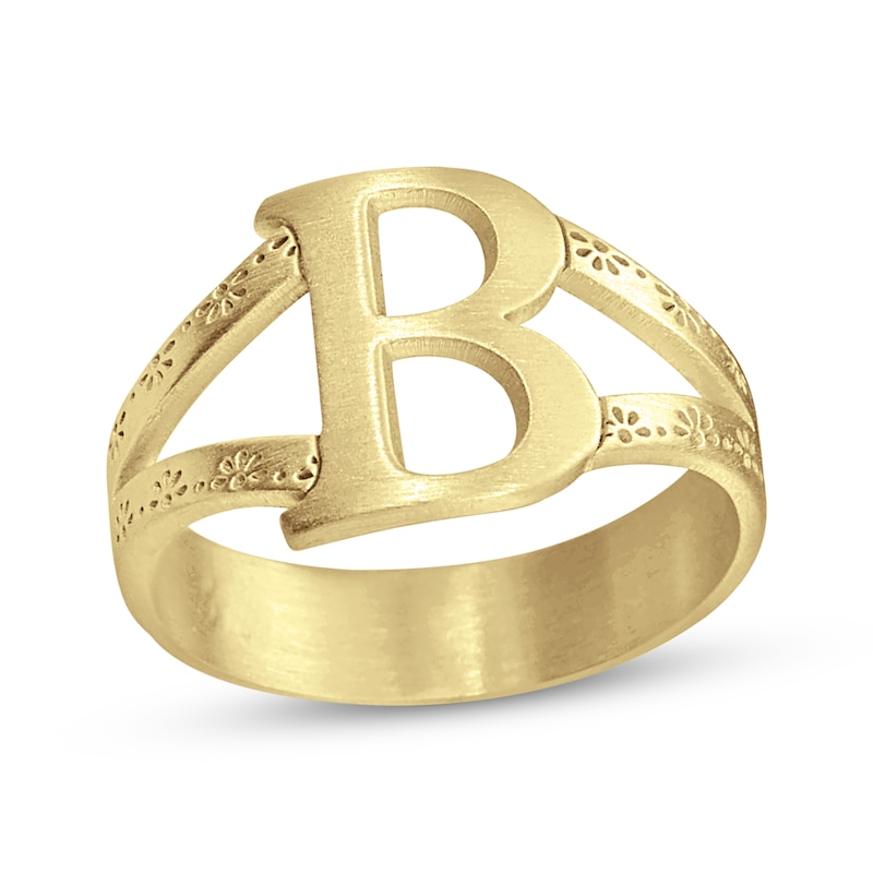 Main Image 1 of Brushed Letter Ring 10K Yellow Gold