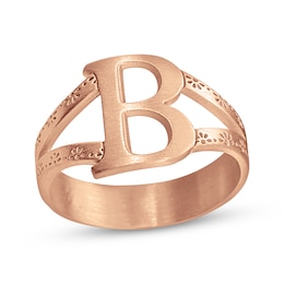 Brushed Letter Ring 14K Rose Gold