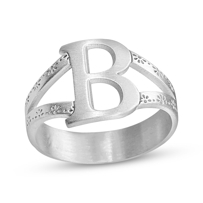 Brushed Letter Ring Sterling Silver