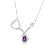 Thumbnail Image 1 of Pear-Shaped Amethyst & White Lab-Created Sapphire Stethoscope Necklace Sterling Silver 17&quot;