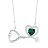 Thumbnail Image 1 of Heart-Shaped Lab-Created Emerald & White Lab-Created Sapphire Stethoscope Necklace Sterling Silver 17&quot;