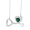 Thumbnail Image 2 of Heart-Shaped Lab-Created Emerald & White Lab-Created Sapphire Stethoscope Necklace Sterling Silver 17&quot;
