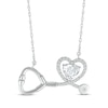 Thumbnail Image 0 of Heart-Shaped White Lab-Created Sapphire Stethoscope Necklace Sterling Silver 17"
