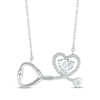 Thumbnail Image 1 of Heart-Shaped White Lab-Created Sapphire Stethoscope Necklace Sterling Silver 17&quot;