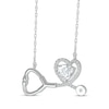 Thumbnail Image 1 of Heart-Shaped White Lab-Created Sapphire Stethoscope Necklace Sterling Silver 17"