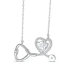 Thumbnail Image 2 of Heart-Shaped White Lab-Created Sapphire Stethoscope Necklace Sterling Silver 17&quot;
