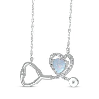 Heart-Shaped Lab-Created Opal White Lab-Created Sapphire