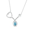 Thumbnail Image 1 of Pear-Shaped Blue Topaz & White Lab-Created Sapphire Stethoscope Necklace Sterling Silver 17"