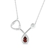 Thumbnail Image 1 of Pear-Shaped Garnet & White Lab-Created Sapphire Stethoscope Necklace Sterling Silver 17"