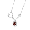 Thumbnail Image 2 of Pear-Shaped Garnet & White Lab-Created Sapphire Stethoscope Necklace Sterling Silver 17"