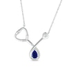 Thumbnail Image 1 of Pear-Shaped Blue Lab-Created Sapphire & White Lab-Created Sapphire Stethoscope Necklace Sterling Silver 17"