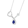 Thumbnail Image 2 of Pear-Shaped Blue Lab-Created Sapphire & White Lab-Created Sapphire Stethoscope Necklace Sterling Silver 17"