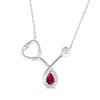 Thumbnail Image 1 of Pear-Shaped Lab-Created Ruby & White Lab-Created Sapphire Stethoscope Necklace Sterling Silver 17"