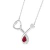 Thumbnail Image 2 of Pear-Shaped Lab-Created Ruby & White Lab-Created Sapphire Stethoscope Necklace Sterling Silver 17"