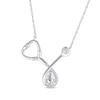 Thumbnail Image 1 of White Lab-Created Sapphire Stethoscope Necklace Sterling Silver 17&quot;
