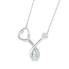 Thumbnail Image 2 of White Lab-Created Sapphire Stethoscope Necklace Sterling Silver 17&quot;