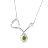 Thumbnail Image 1 of Pear-Shaped Peridot & White Lab-Created Sapphire Stethoscope Necklace Sterling Silver 17"