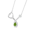 Thumbnail Image 2 of Pear-Shaped Peridot & White Lab-Created Sapphire Stethoscope Necklace Sterling Silver 17"