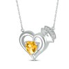 Thumbnail Image 2 of Heart-Shaped Citrine & White Lab-Created Sapphire Nurse Necklace Sterling Silver 17&quot;