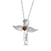 Thumbnail Image 2 of Heart-Shaped Garnet & White Lab-Created Sapphire Angel Wings & Cross Necklace Sterling Silver 18&quot;