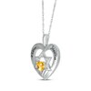 Thumbnail Image 2 of Heart-Shaped Citrine & White Lab-Created Sapphire Heart & Star of David Necklace Sterling Silver 18&quot;