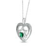 Thumbnail Image 2 of Heart-Shaped Lab-Created Emerald & White Lab-Created Sapphire Heart & Star of David Necklace Sterling Silver 18&quot;