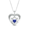 Thumbnail Image 1 of Heart-Shaped Blue Lab-Created Sapphire & White Lab-Created Sapphire Heart & Star of David Necklace Sterling Silver 18&quot;