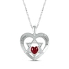 Thumbnail Image 1 of Heart-Shaped Lab-Created Ruby & White Lab-Created Sapphire Heart & Star of David Necklace Sterling Silver 18"