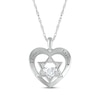 Thumbnail Image 1 of White Lab-Created Sapphire Heart & Star of David Necklace Sterling Silver 18&quot;