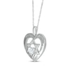 Thumbnail Image 2 of White Lab-Created Sapphire Heart & Star of David Necklace Sterling Silver 18&quot;