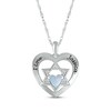 Thumbnail Image 1 of Heart-Shaped Lab-Created Opal & White Lab-Created Sapphire Heart & Star of David Necklace Sterling Silver 18&quot;