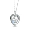 Thumbnail Image 2 of Heart-Shaped Lab-Created Opal & White Lab-Created Sapphire Heart & Star of David Necklace Sterling Silver 18&quot;