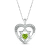 Thumbnail Image 1 of Heart-Shaped Peridot & White Lab-Created Sapphire Heart & Star of David Necklace Sterling Silver 18"