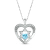 Thumbnail Image 1 of Heart-Shaped Blue Topaz & White Lab-Created Sapphire Heart & Star of David Necklace Sterling Silver 18&quot;