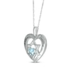 Thumbnail Image 2 of Heart-Shaped Blue Topaz & White Lab-Created Sapphire Heart & Star of David Necklace Sterling Silver 18&quot;