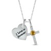 Thumbnail Image 1 of Citrine & White Lab-Created Sapphire Heart & Cross Necklace Sterling Silver 18&quot;