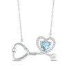 Thumbnail Image 1 of Heart-Shaped Aquamarine & White Lab-Created Sapphire Stethoscope Necklace Sterling Silver 17&quot;