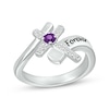 Thumbnail Image 1 of Amethyst & White Lab-Created Sapphire Cross Ring Sterling Silver