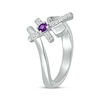 Thumbnail Image 2 of Amethyst & White Lab-Created Sapphire Cross Ring Sterling Silver