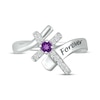 Thumbnail Image 4 of Amethyst & White Lab-Created Sapphire Cross Ring Sterling Silver