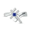 Thumbnail Image 4 of Blue Lab-Created Sapphire & White Lab-Created Sapphire Cross Ring Sterling Silver