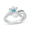 Thumbnail Image 1 of Blue Topaz & White Lab-Created Sapphire Cross Ring Sterling Silver